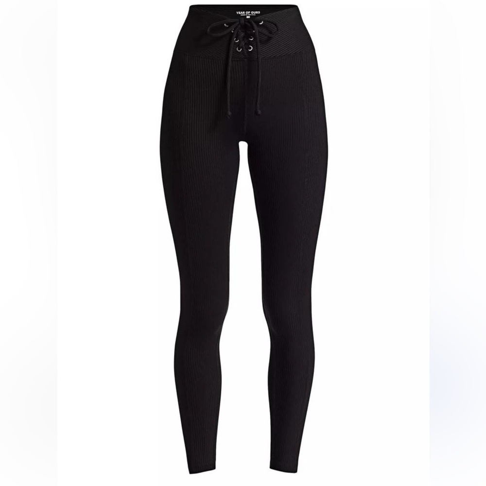 Year of Ours Black Lace-Up Leggings football style size small